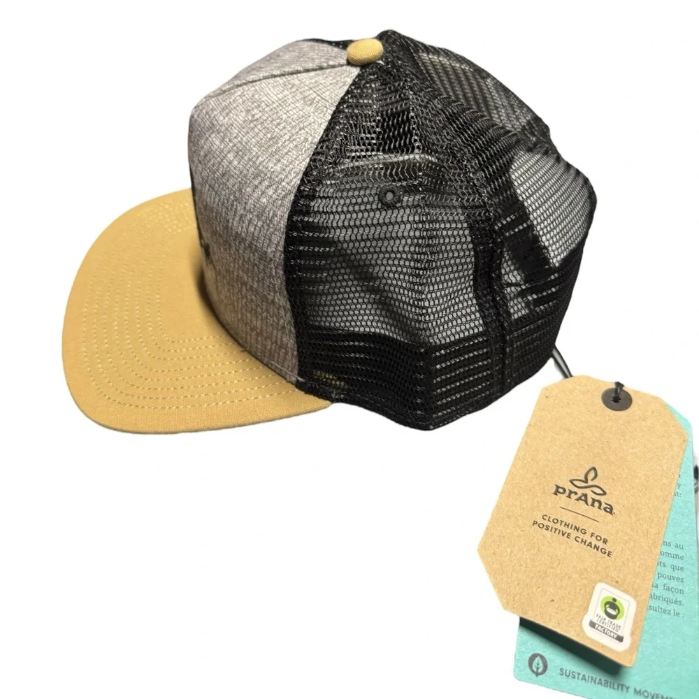 Prana Journeyman Flat Brim Trucker‎ Hat NWT Nomad Climber Mesh Gray Sustainable